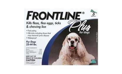 Frontline Flea Control Plus for Dogs And Puppies 23-44 lbs 3 Pack
