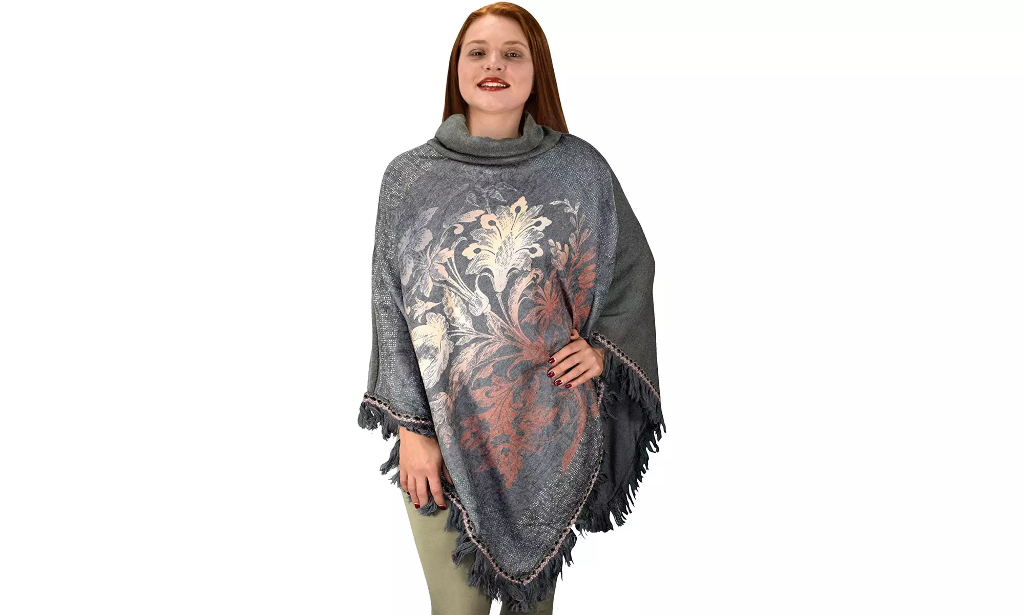Bohemian Fashion Cowl Neck Winter Ponchos Sweaters Pullovers - Primary Image