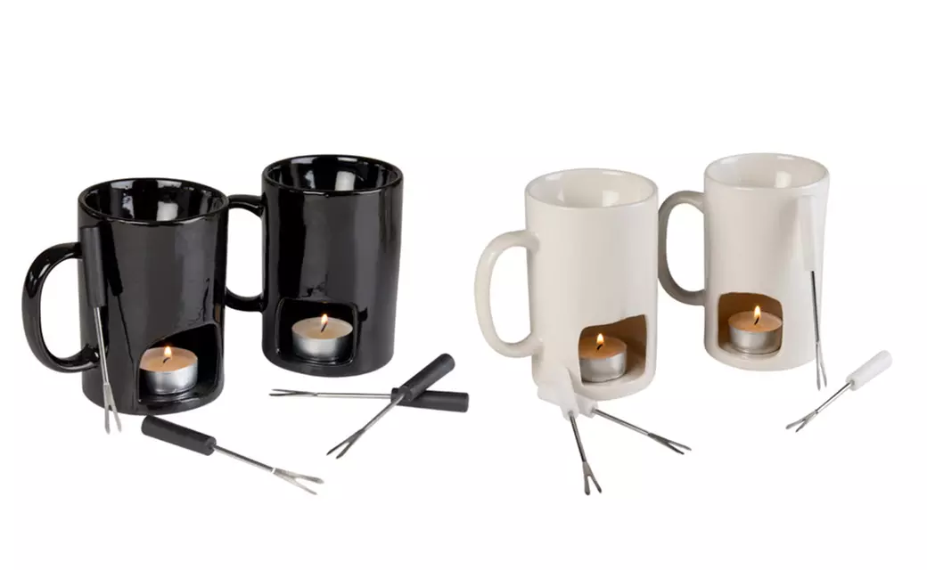 Evelots Set of 2 Classic Personal Fondue Mugs for Chocolate & Cheese - Primary Image