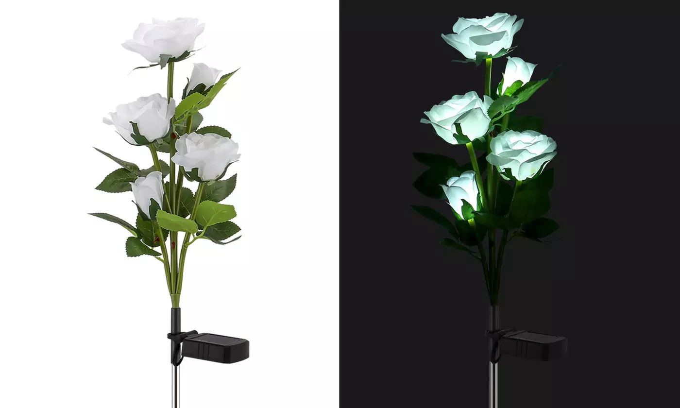Solar Powered Waterproof Outdoor Solar Garden Stake Lights LED Rose Flowers