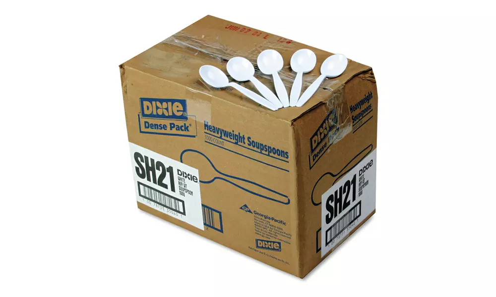 Dixie Plastic Cutlery, Heavyweight Soup Spoons, White, 1000Carton - Primary Image