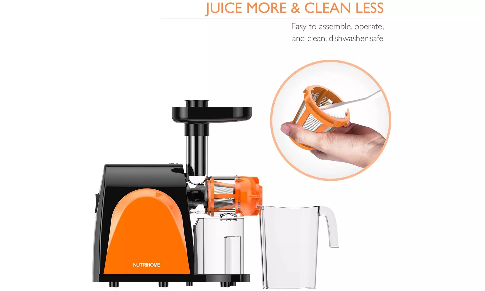 Nutrihome Slow Masticating Juicer, Cold Press Juicer Machine - Primary Image