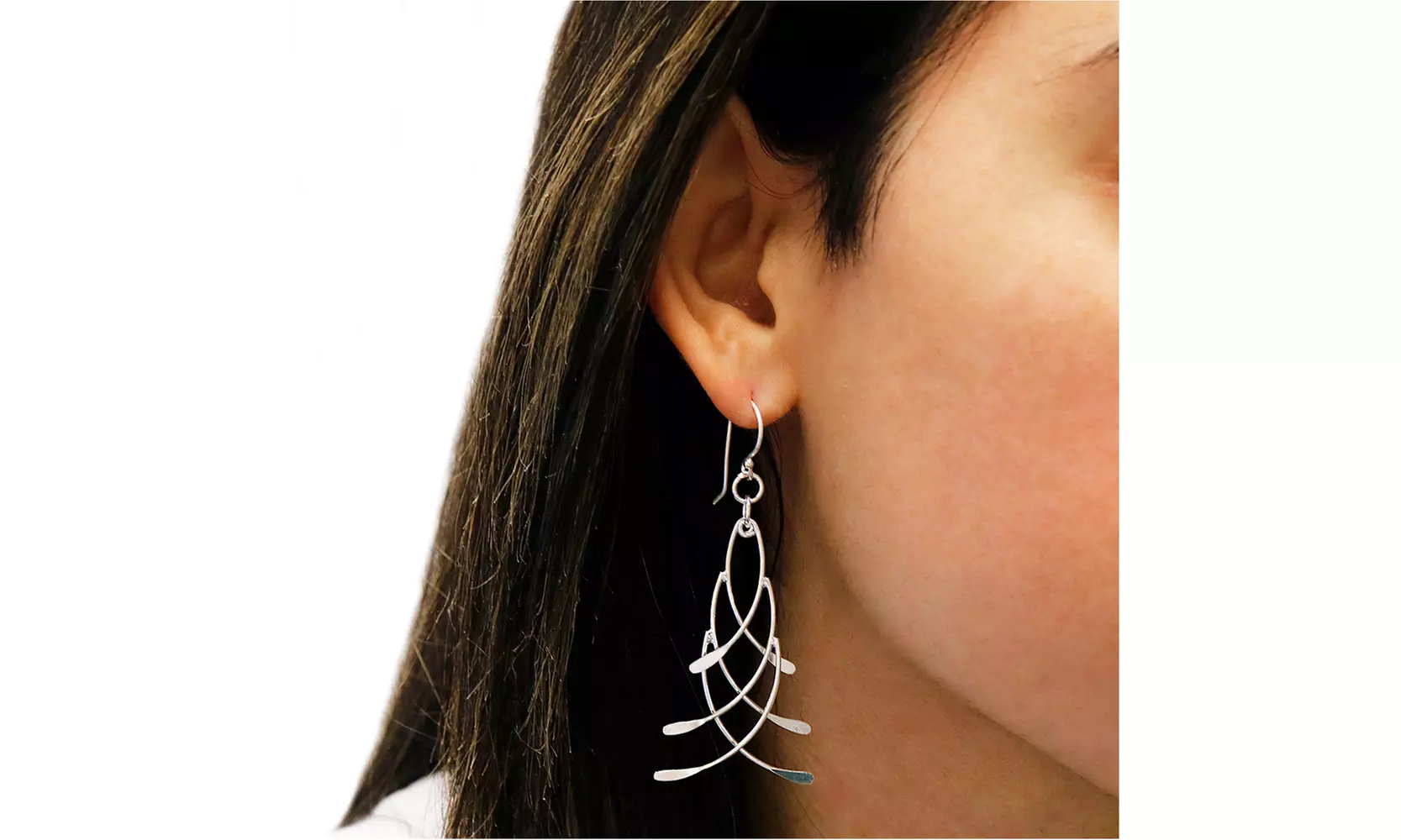Sterling Silver Layered Knife Drop Earrings - Primary Image
