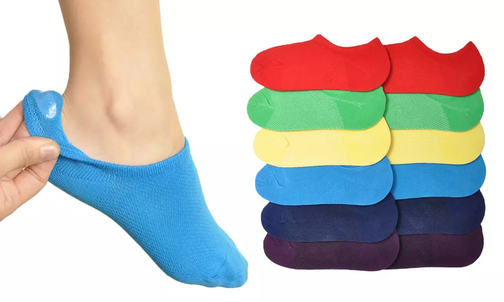 Angelina No-Show Socks with Silicone Heel (12-Pair-Pack)