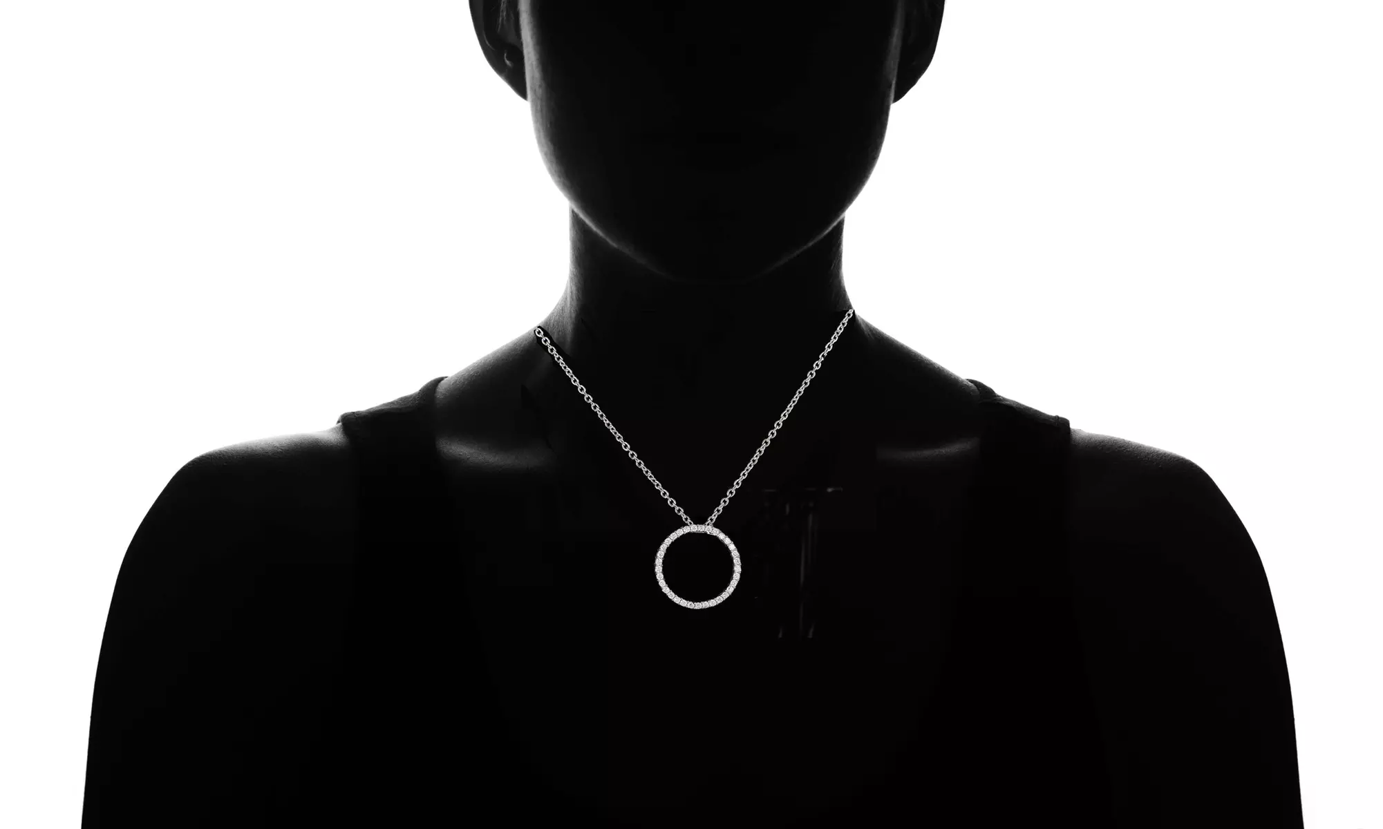  Sterling Silver Circle Cubic Zirconia Necklace
