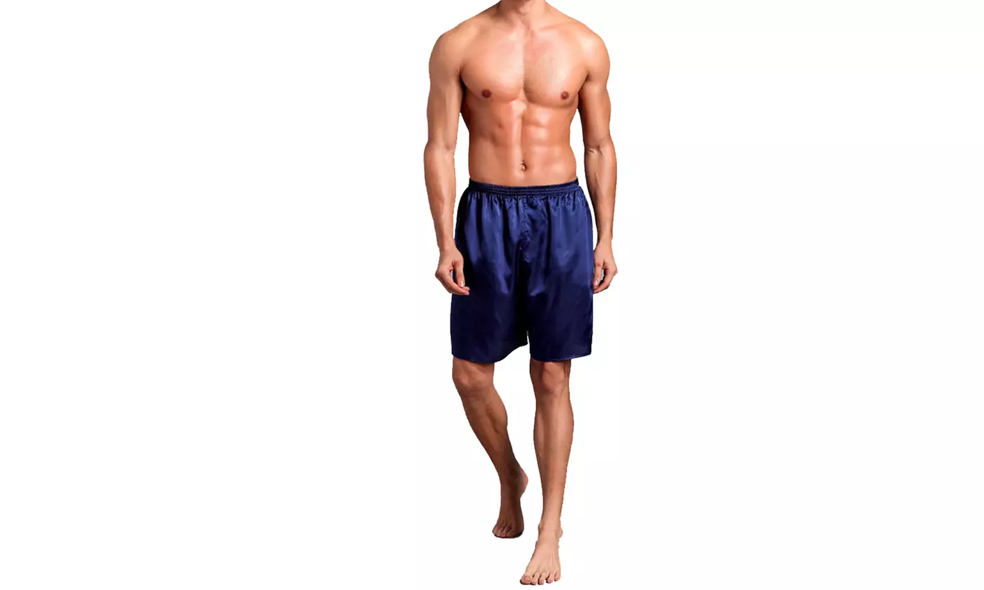 Mens Satin Boxer Shorts Silk Pajama Bottom Lounge Sleep Shorts