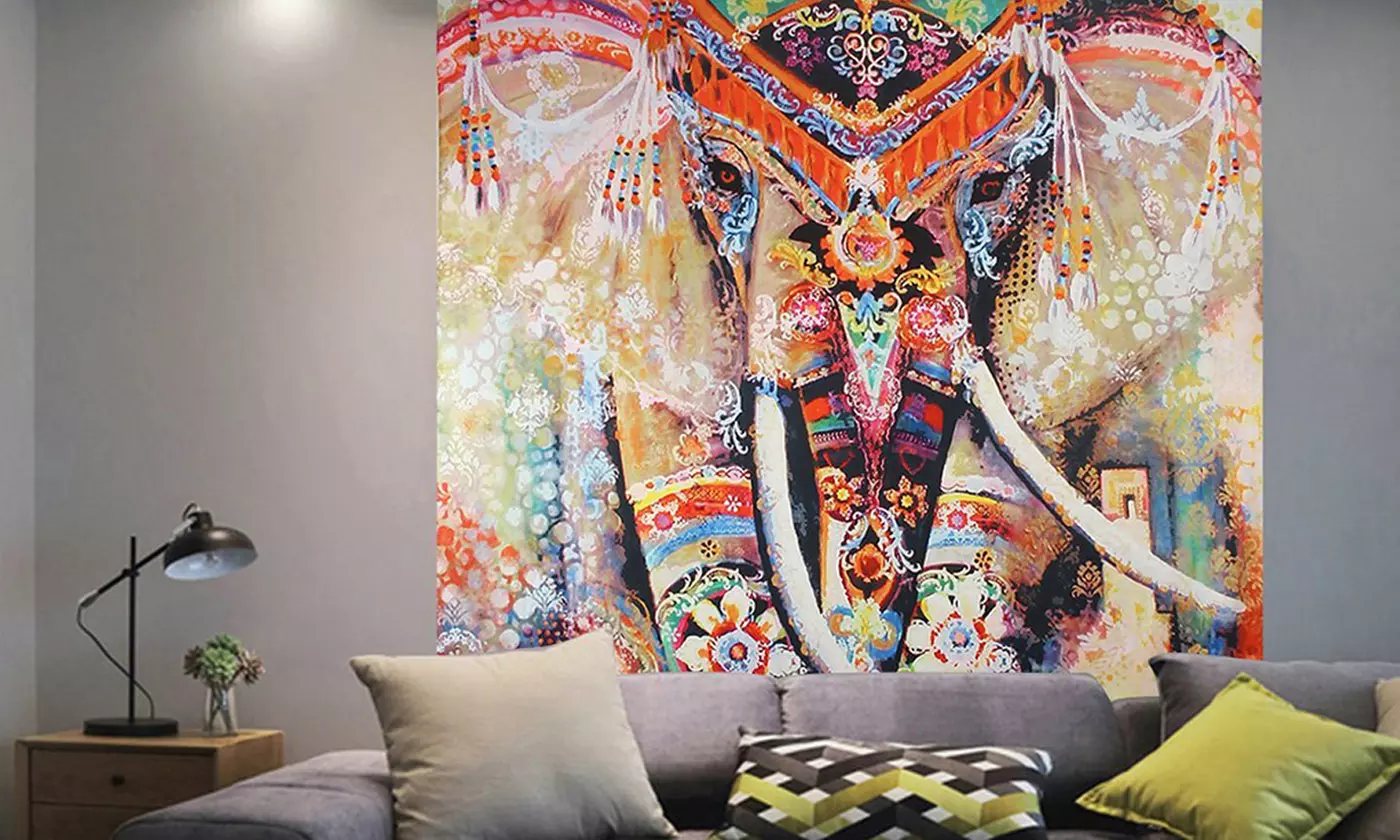 Bohemian Elephant Bedspread Mandala Tapestry Indian Wall Hanging Decor - Primary Image