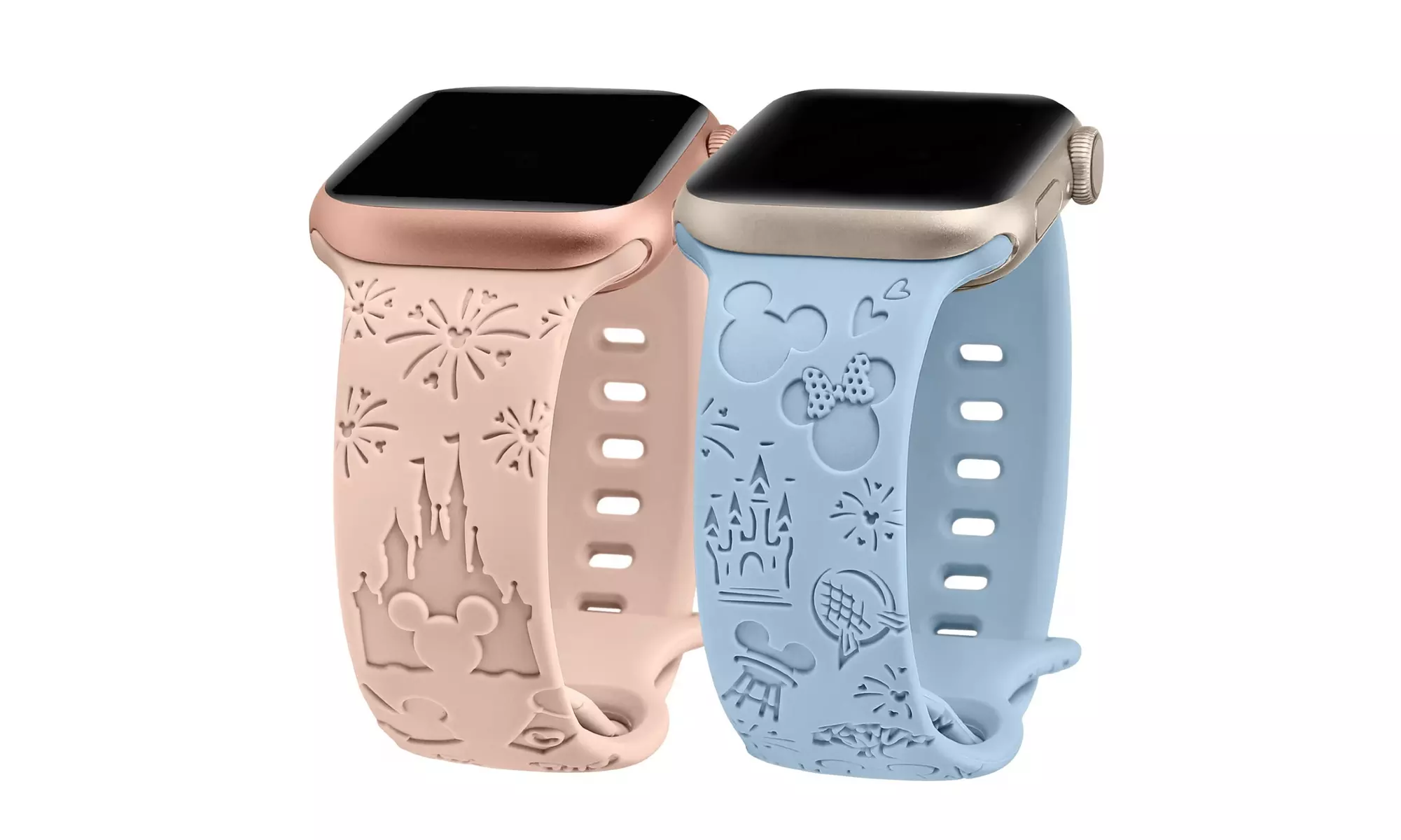 2-Pack Engraved Cartoon Silicone Bands for Apple iWatch Series 1-8 & Ultra