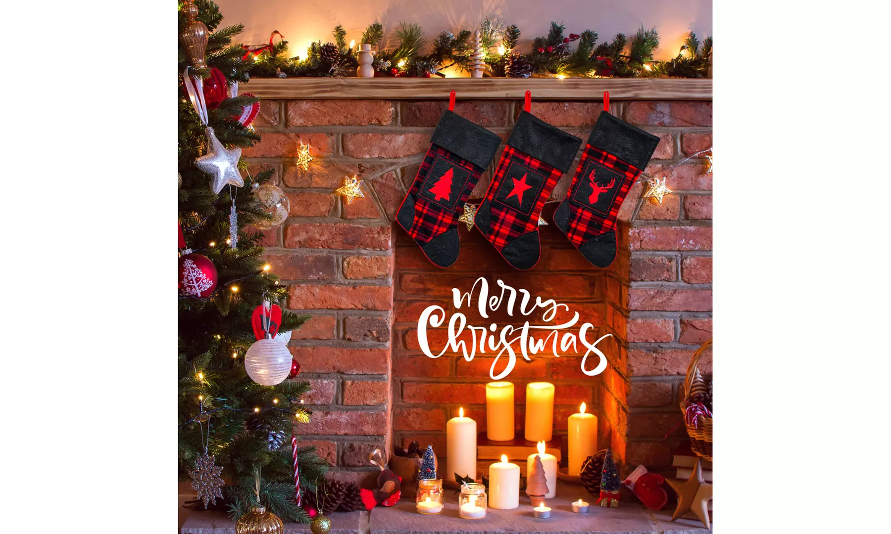Jolly Christmas Stockings 2-Pack or 3-Pack Festive Holiday Décor