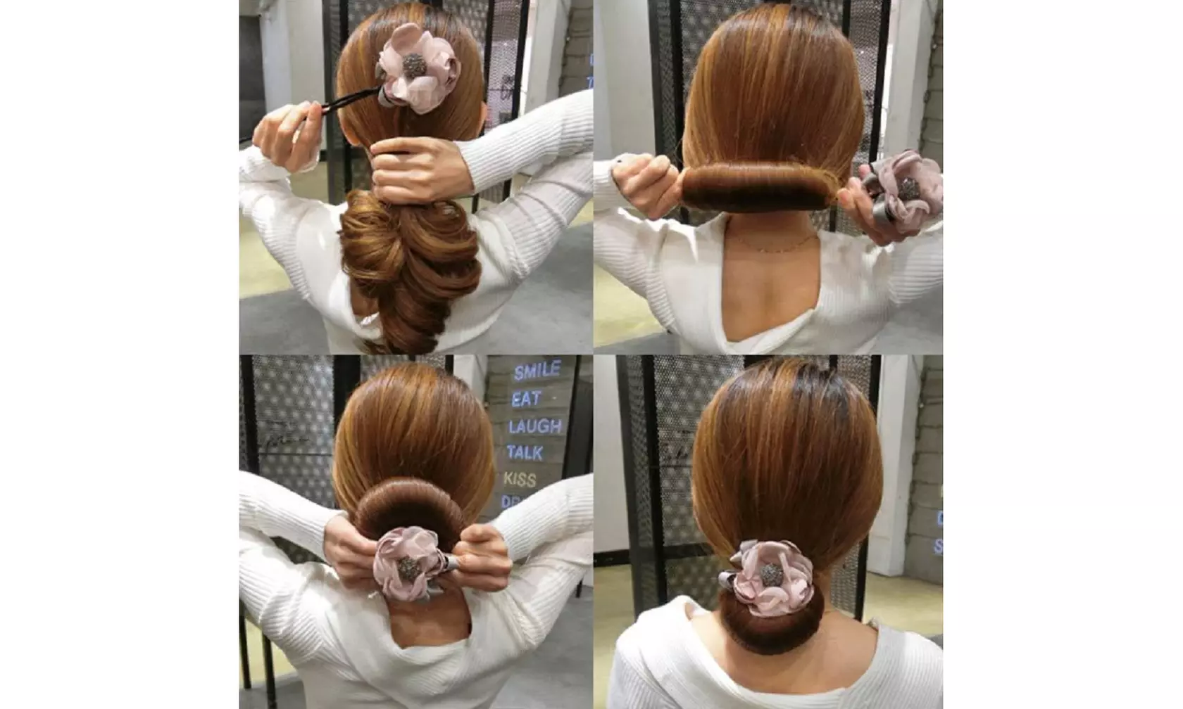Women Donuts Twist Headband DIY Hairstyle Tool Magic Hair Bun Maker Hair Band US - Primary Image