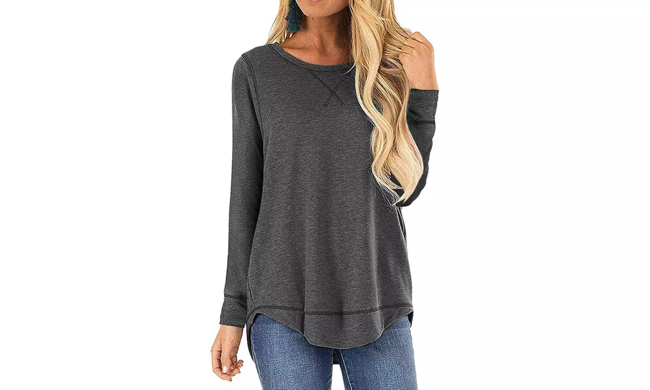 Women's Long Sleeve Tee S-3X  Loose Fit Cross Stitch by Haute Edition 