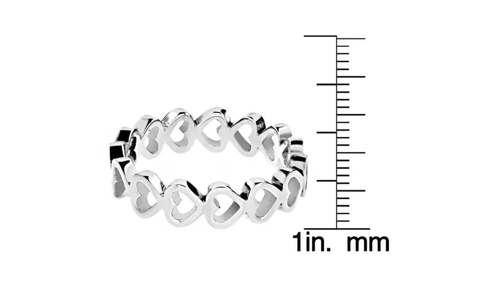 Stainless Steel Open Heart Eternity Ring