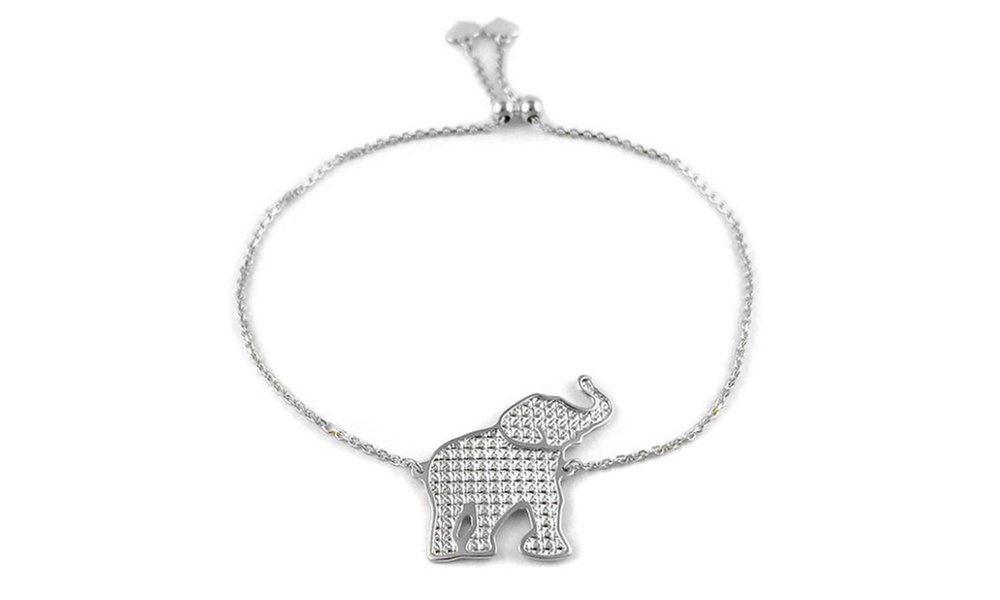 Italian Solid Sterling Silver 9" adjustable Elephant Bracelet