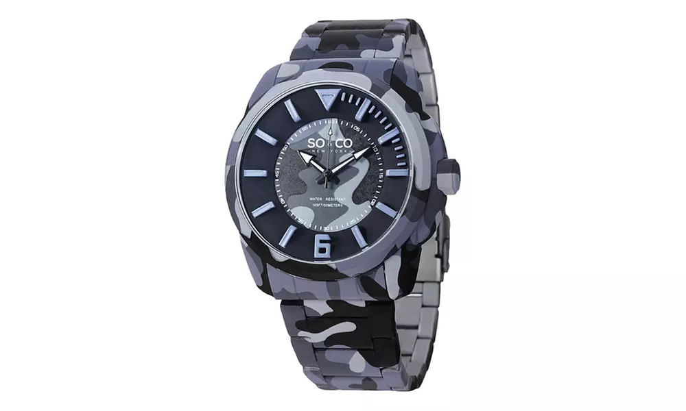 So & Co New York Men's SoHo Army Print Luminous Watch - Primary Image