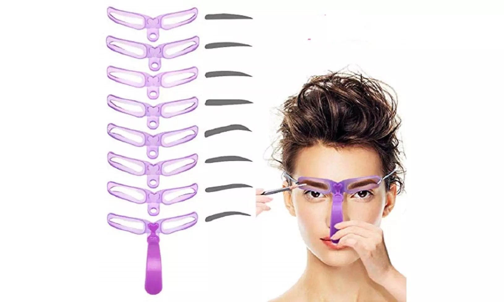 8 Styles Eyebrow Shaping Stencils Grooming Shaper Template Makeup Tool Kit US - Primary Image