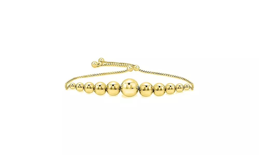 Italian Sterling Silver Adjustable Graduated Bracelet in 18k Gold or 18K Rose  - Second Medium