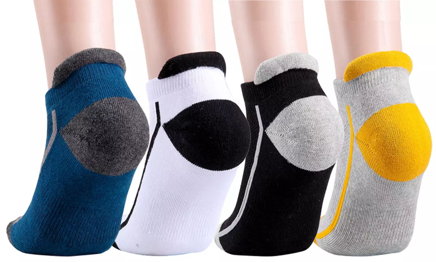 4 Pairs Mens Athletic Low Cut Ankle Tab Socks Mesh Cushioned Breathable Running