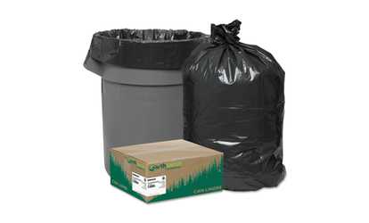 Earthsense Recycled Can Liners, 45gal, Black, 100 Rolls