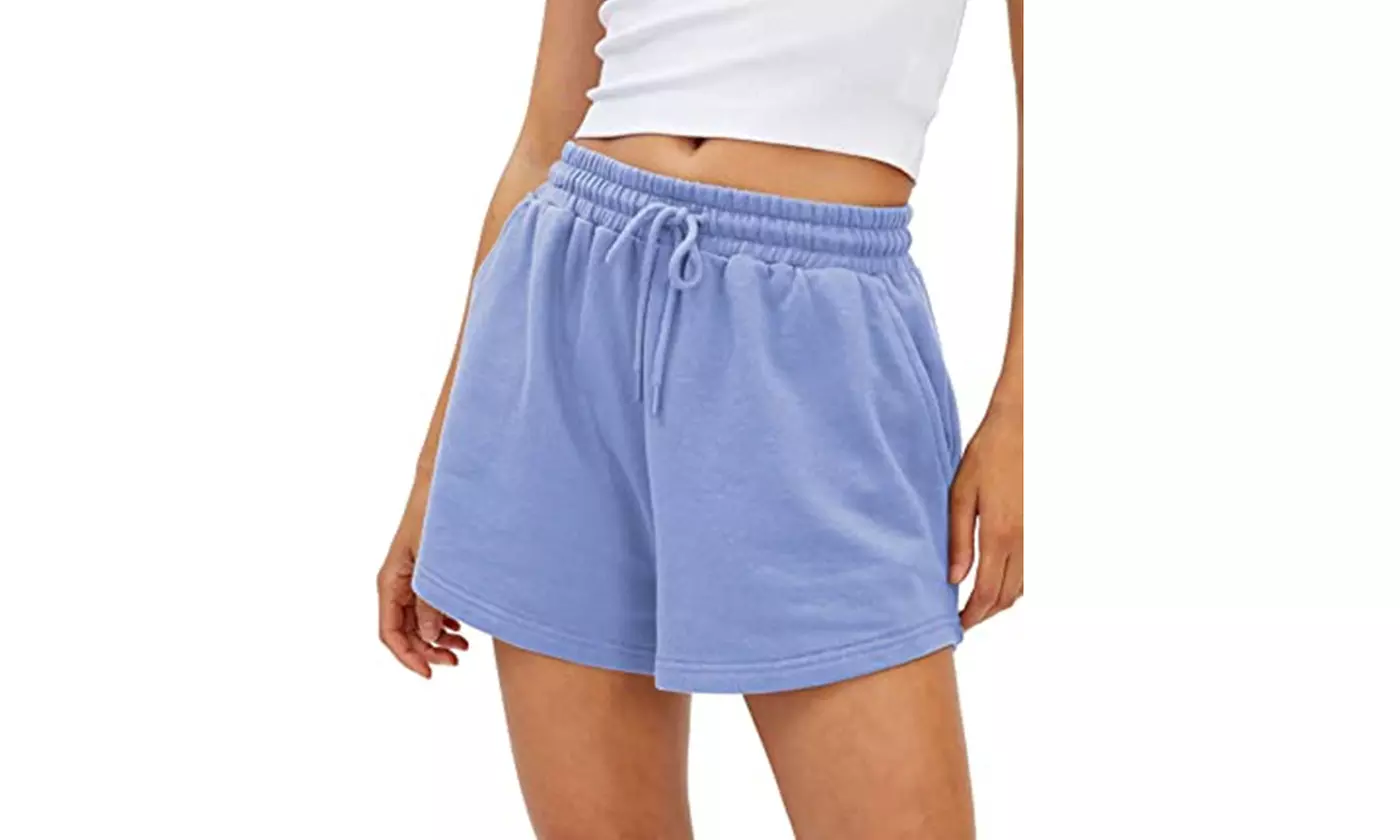 LESIES Womens Elastic Waist Sweat Shorts Active Shorts Workout Shorts