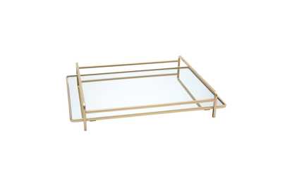 4 Rail Design Mirror Vanity Tray in Gold