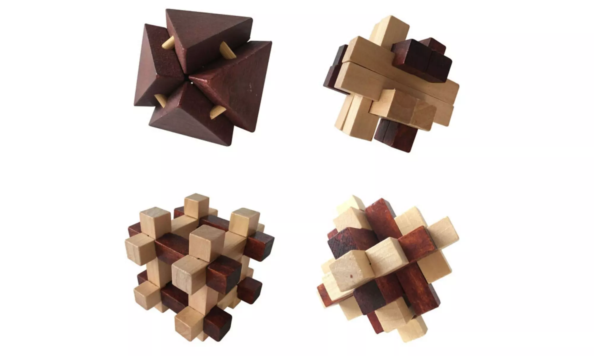 Zummy 4 in 1 Wooden Puzzle Brain Teaser 4 Pack