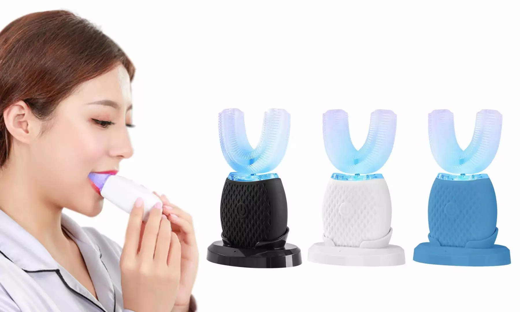 U Shaped Electric Toothbrush Teeth Whitening Automatic LED Sonic Toothbrush