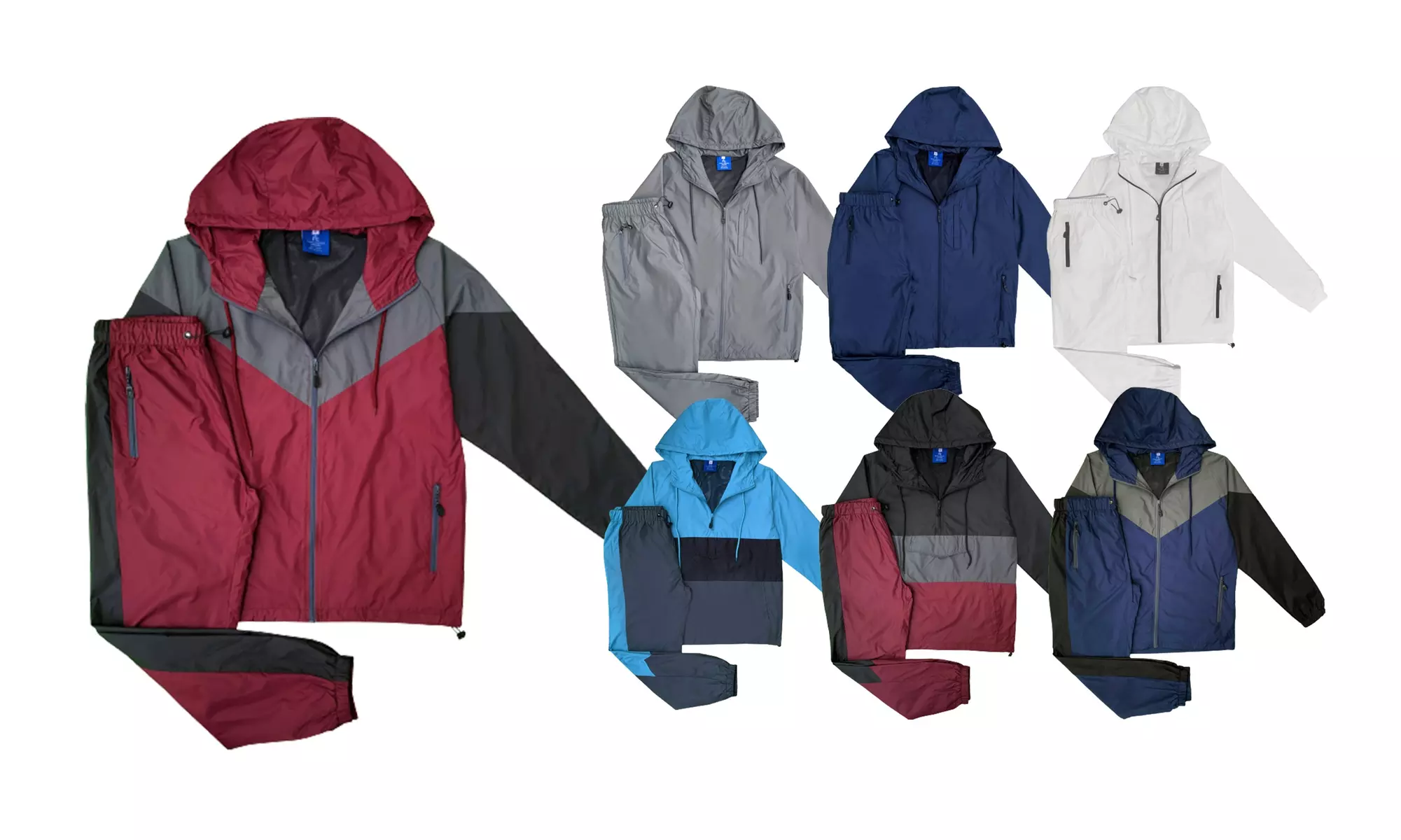 Men's 2-Piece light weight Windbreaker Suit Sauna GYM Set with Mesh Lining 