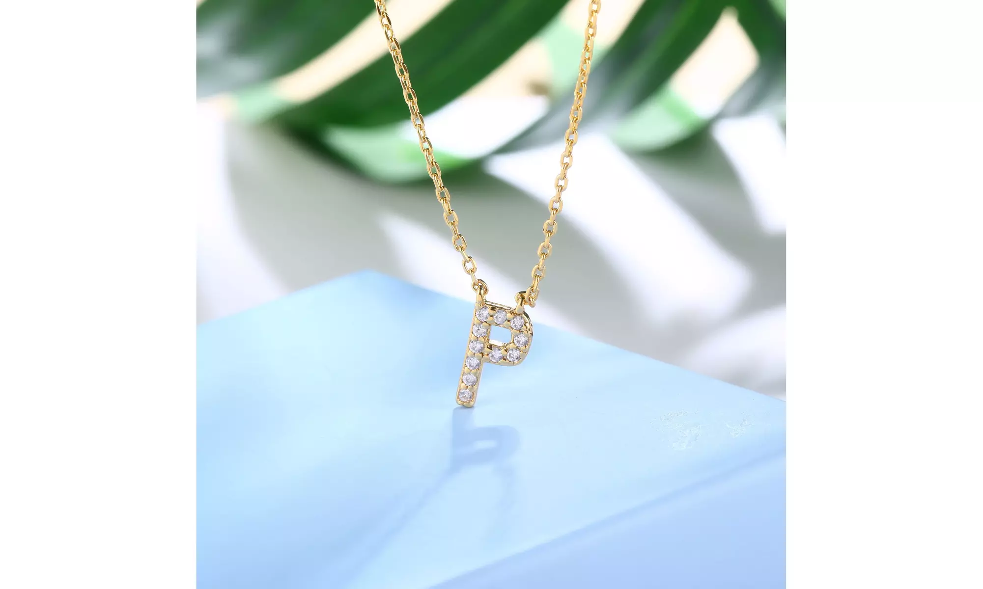 18K Gold Plated cz Initial Necklace