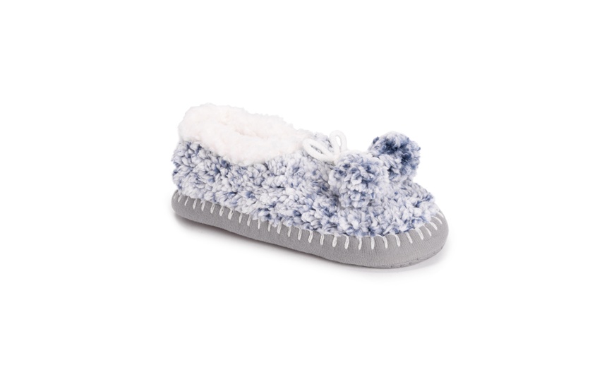 muk luks women's pom ballerina slippers