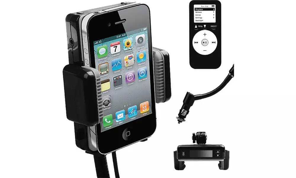 iMounTEK Universal iPhone FM Transmitter USB Charger Car Kit w/ Adjustable Stand