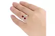 0.94 Carat Red Garnet,White Cubic-Zirconia Sterling Silver Anniversary Ring - Second Medium
