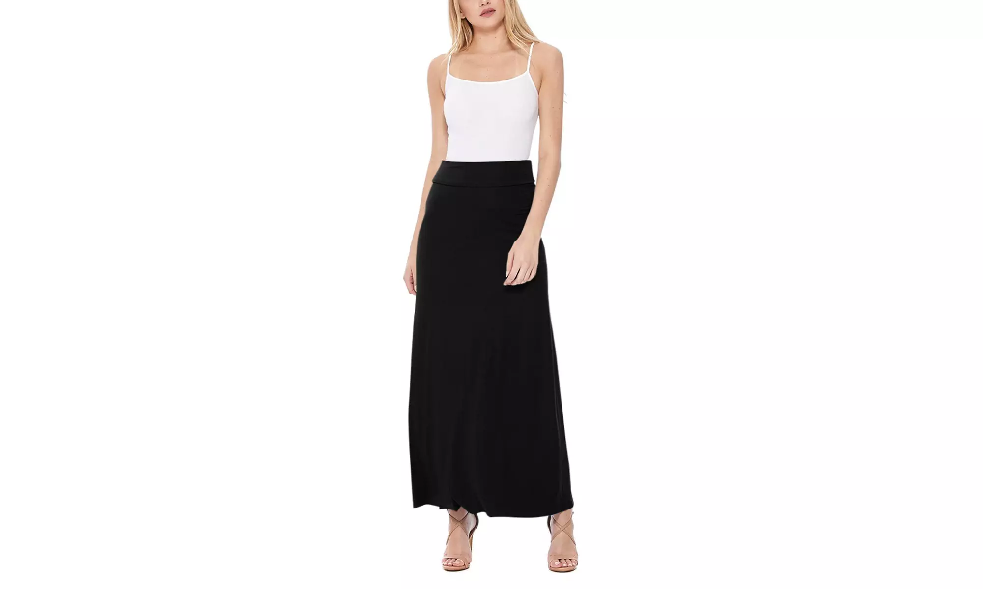 Women's Casual High Waist A-Line Maxi Long Skirt (Pack of 2)