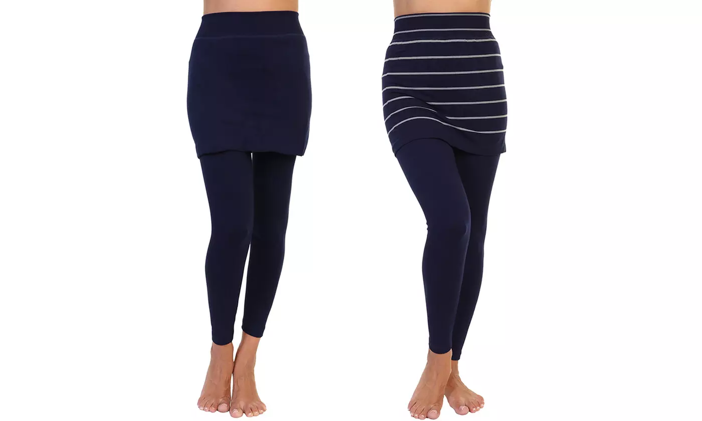 Angelina 2-Pack Women's Skirted Leggings