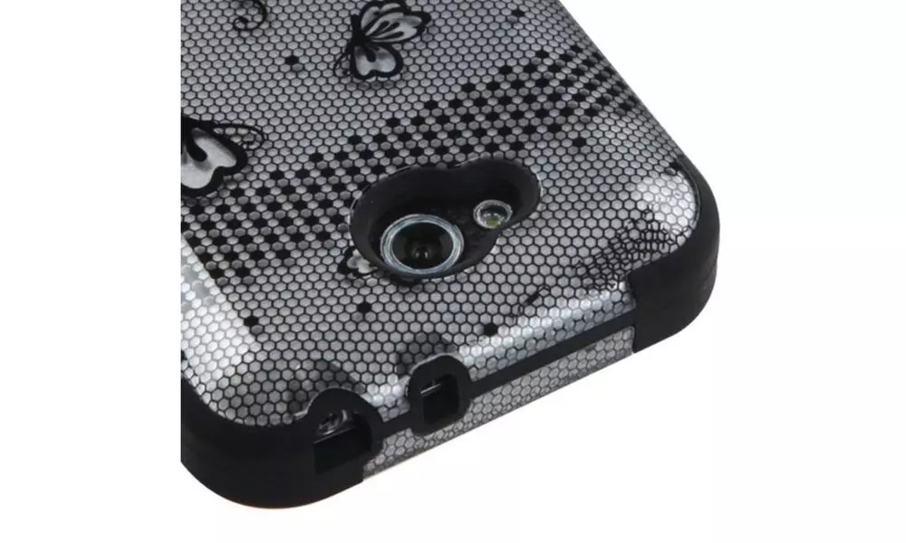 Insten Black Lace TUFF Hybrid Hard Phone Case For LG D415 Optimus L90 - Second Medium