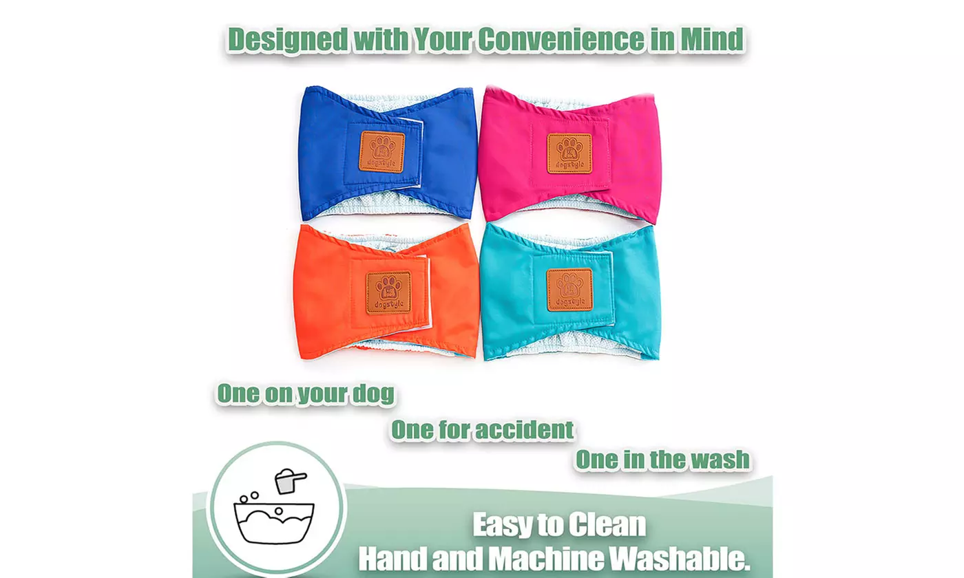 3 Pack Dog Diapers Pet Male Puppy Belly Wrap Elastic Band Washable Waterproof