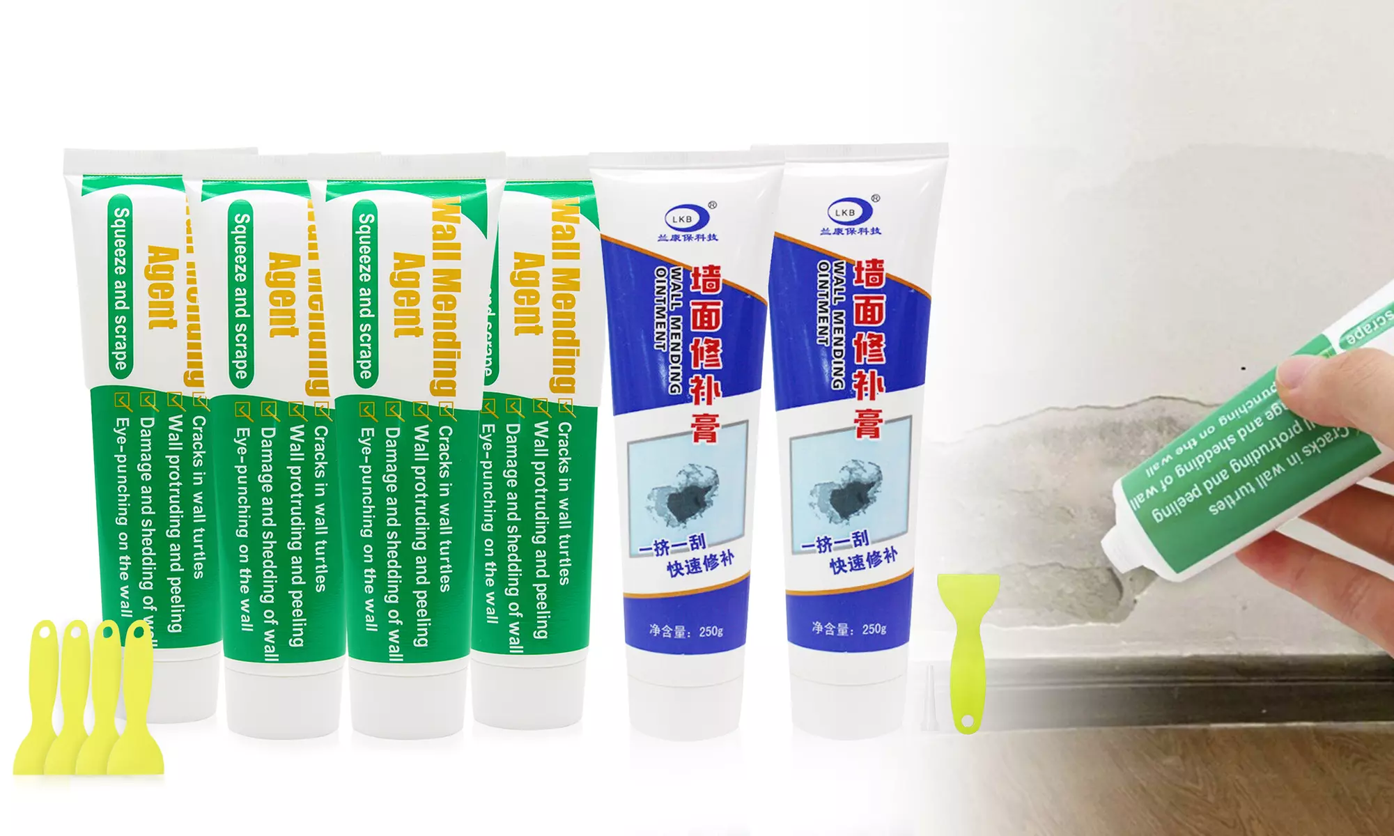 Wall Paste Cream with Scraper Quick Easy Fill The Holes and Repair Crack Wall - Primary Image