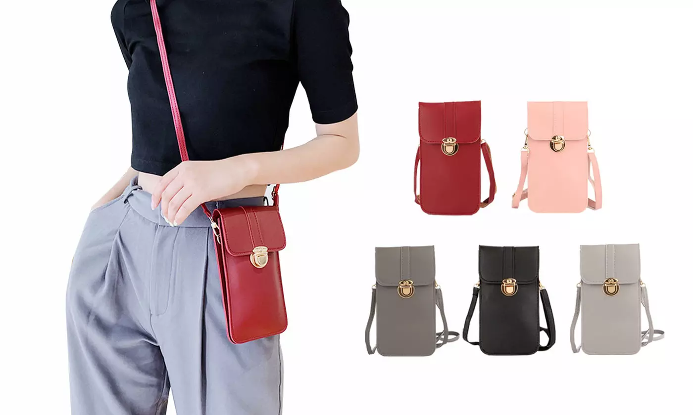 PU Leather Small Crossbody Cellphone Shoulder Bags Card Holder Wallet Purse - Primary Image