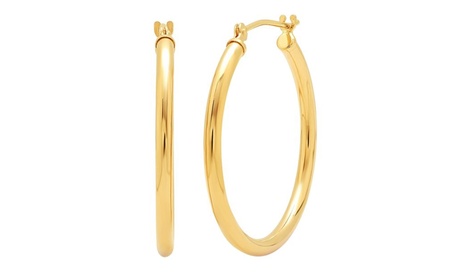 14K Gold Plated 30mm Thick High Polish Hoops None Brass Gold Plated Base