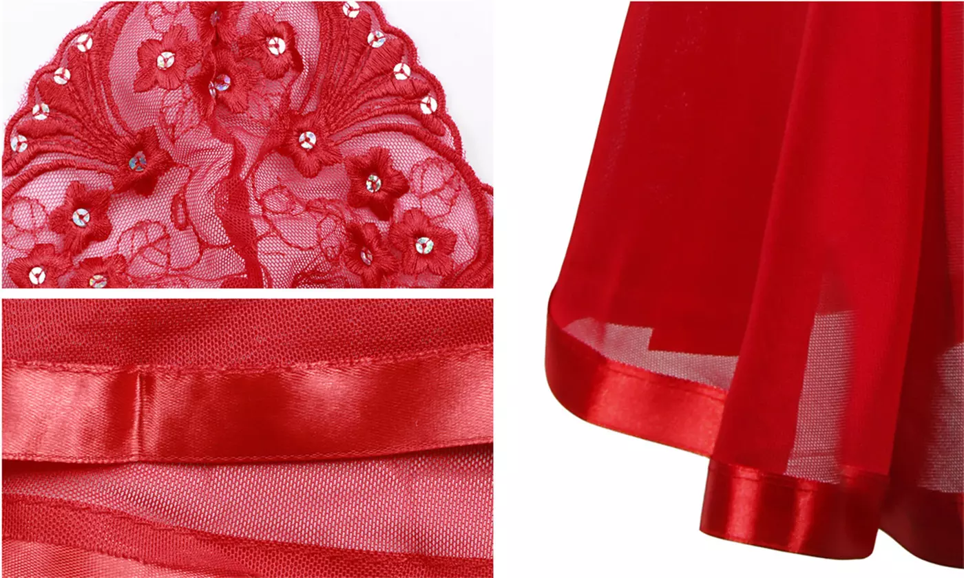 Women Lingerie Lace Babydoll Strap Chemise Sheer Mesh Sleepwear Nightwear