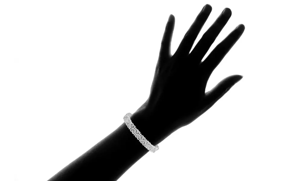 1 Carat Diamond Sterling Silver Heart Design Bracelet Fashion Jewelry for Women - Second Medium
