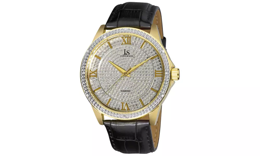 Joshua And Sons Men's Diamond Quartz Strap Watch JSGP-19 - Primary Image