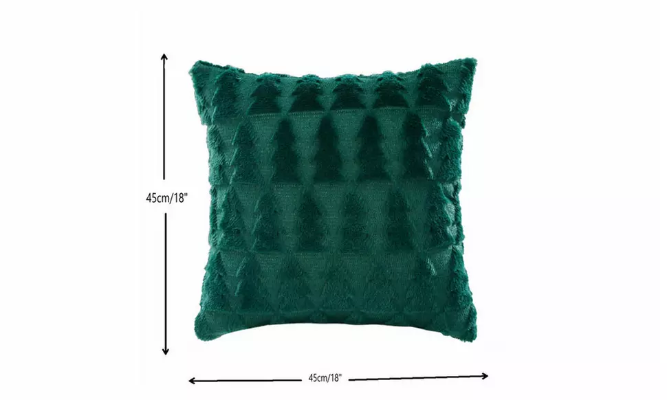 Set of 2 Christmas Tree Pillow Covers 18"x18" Pillow Cases Plush Faux Fur