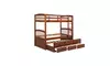 Twin over Twin Wood Bunk Bed with Trundle and Drawers, Walnut