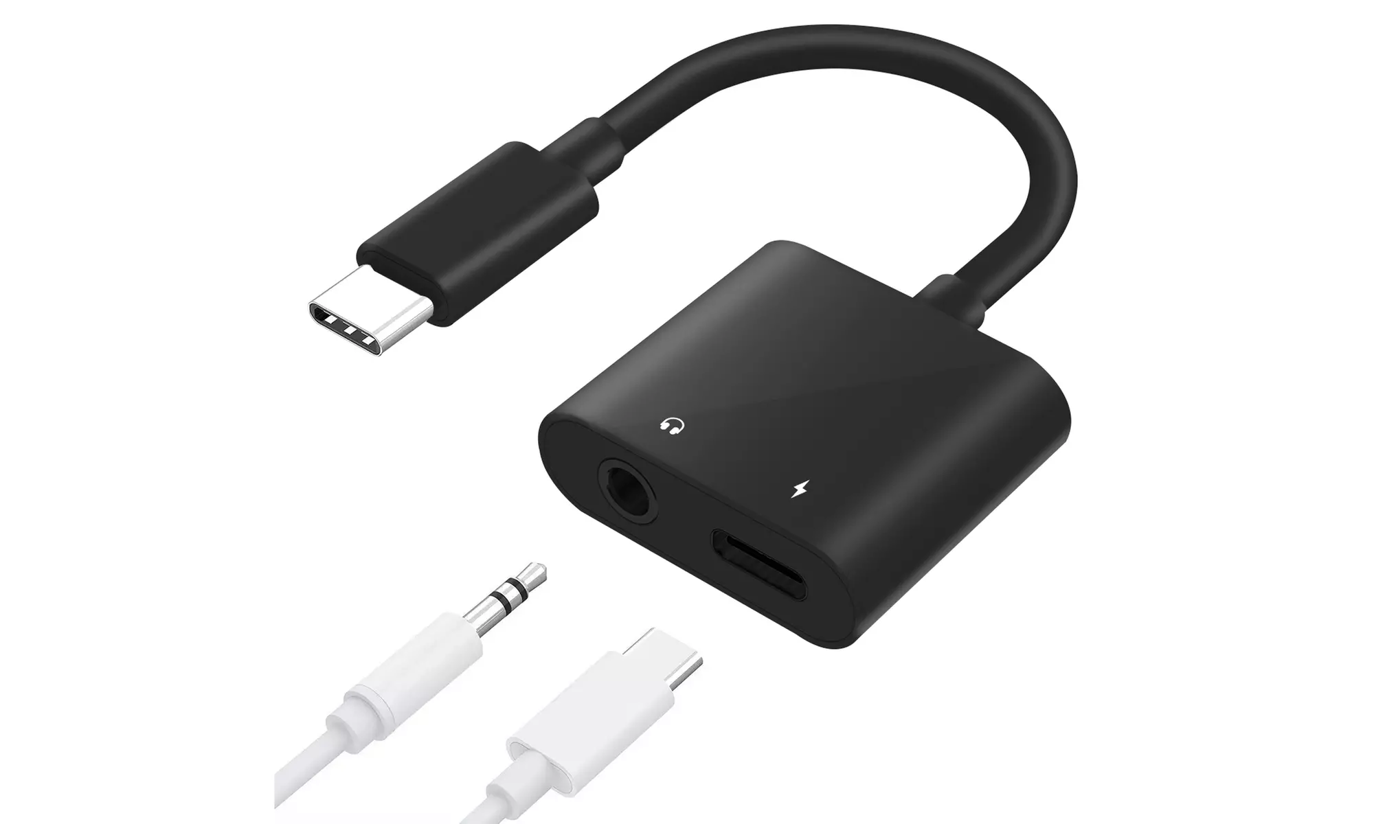 Charger and Headphone 2 in 1 USB Type C to 3.5mm Aux Audio Cable Cord Adapter - Primary Image