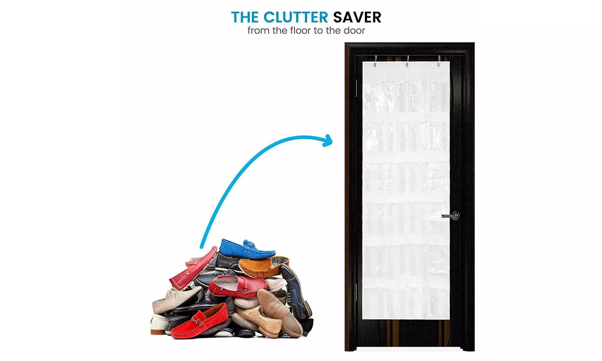 1-2 Pack 24 Wide Pockets Over the Door Shoe Organizer Hanging Shoe Holder