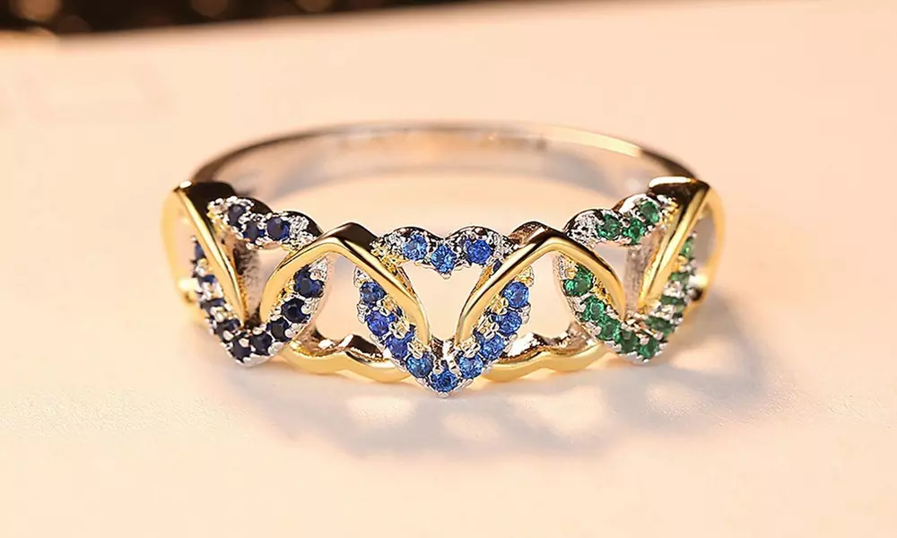 Leo Rosi Heart Ring in Gold & White Gold Filled Valentines Day Gift - Second Medium