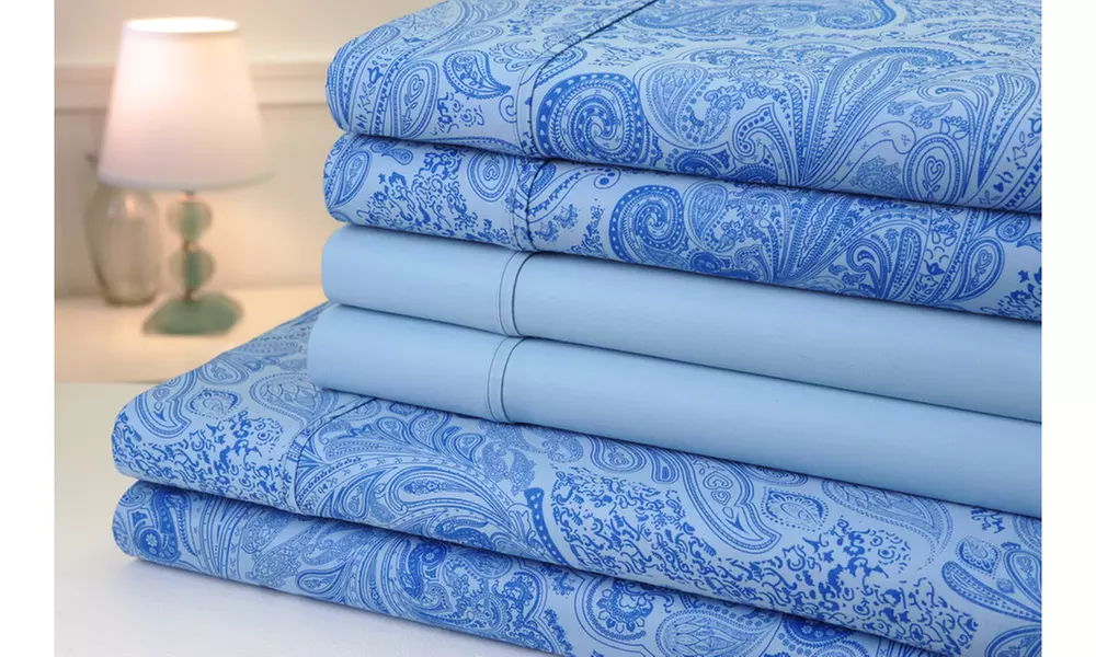 Bibb Home Paisley Print 1200 Thread Count Cotton Rich Sheets Set (6pc)