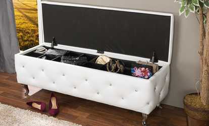 Stella Crystal-Tufted Modern Storage Bench