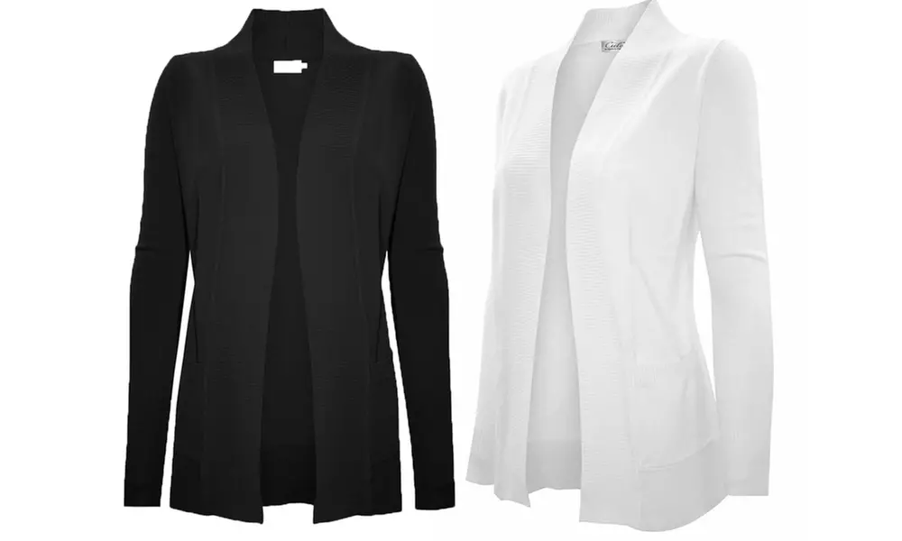 Women's Open-Front Long-Sleeve Cardigan (2-Pack). Plus Sizes Available. - Second Medium