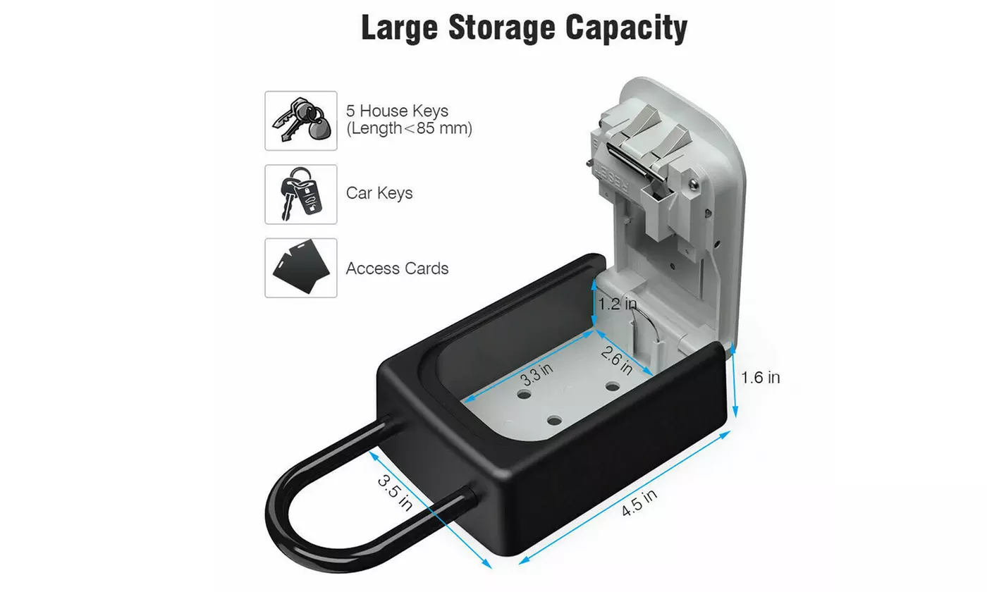 4-Digit Combination Key Lock Box Wall Mount Safe Security Storage Case